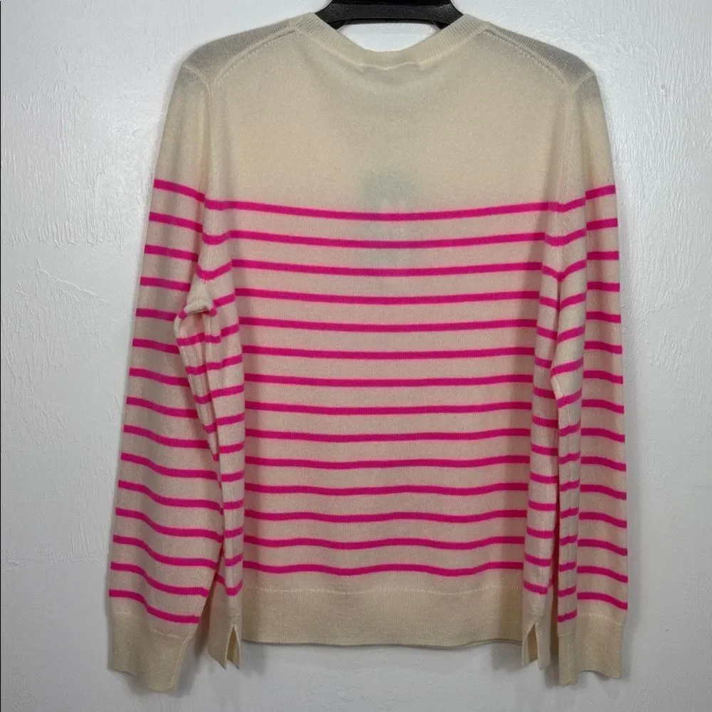Antonio Melani Cashmere Sweater Cameron Ivory Pink Stripe Crewneck XL